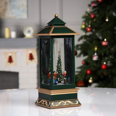 LED figure "Lantern with a Christmas tree" 10.5 × 26 × 10.5 cm, plastic, AAX3 batteries (not in the kit), USB, glow warm white-1