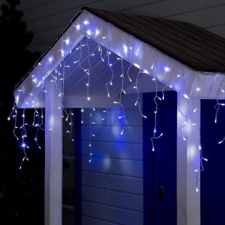 Garland "fringe" 3 × 0.6 m, IP44, UMS, transparent thread, 160 LED, white-blue glow, flashing, 220 V