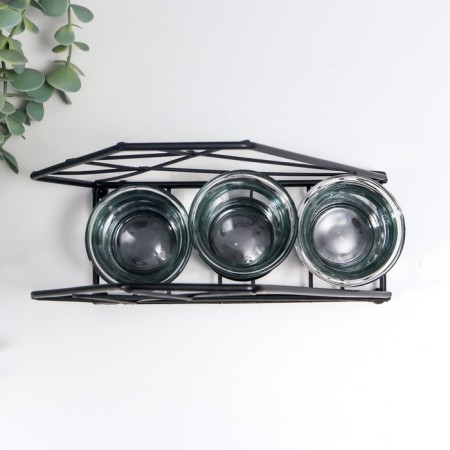 Climber Metal, glass for 3 candles "Loft. Trapezius" black 21x7x18 cm-3