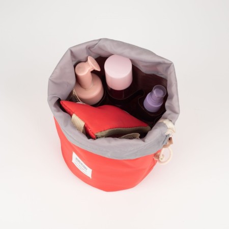 Cosmetic bag on a lace, with a wallet, red color-4