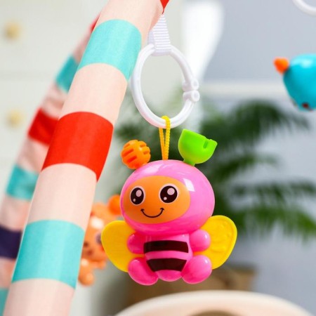 Developing rug "baby game", with a piano, round, pink-10
