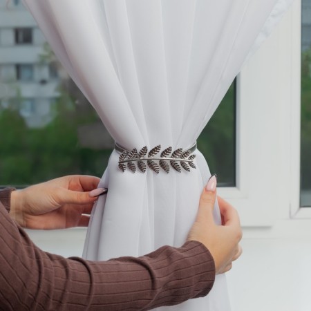 Picking for curtains "branch", 10 × 4 cm, 32 cm, silver color-5