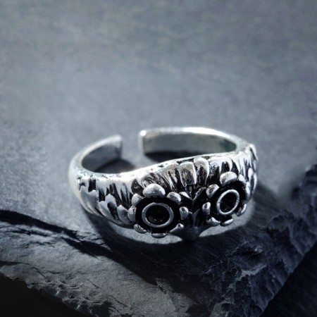 Ring "Right" owl, color black silver, dimensionless-1