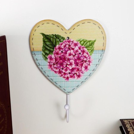 Decorative tree hook "heart with hydrangea" 18x13x4.5 cm