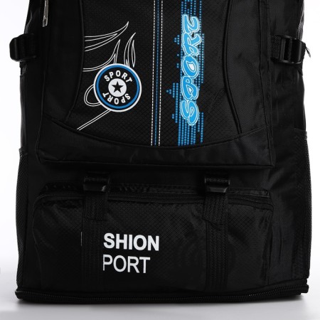 A backpack with a lightning with an increase, 55l, 5 external pockets, black color-5