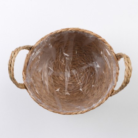 Kashpo wicker "Kenya" round with handles, 21.5x21.5x18.8 cm, natural-5