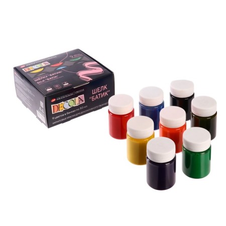 Paint on fabric (silk), a set of 9 colors x 50 ml, ZHK decla "batik" Acrylic on water -based (4441449)-8