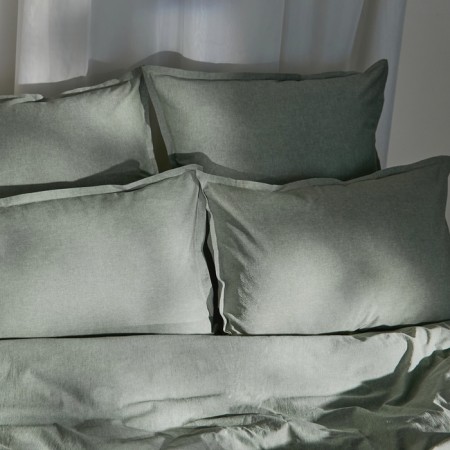 Pillowcase SL Home "Denim" 70*70+2 cm, central olive, 100% greedy cotton-4