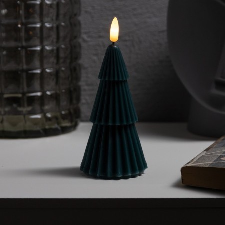 LED candle "Green Christmas tree" 7 × 15.5 × 7 cm, wax, battery CR2032, glow warm white-2