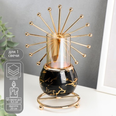 Summary metal per 1 candle "Ferris wheel" gold in black marble 20x14x9 cm