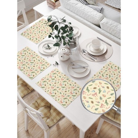 A set of napkins for setting the table "New Year jewelry", rectangular, size 32x46 cm, 4 pcs