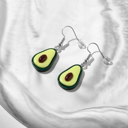 Avocado plastic earrings in the section, the color of the green-brown-7