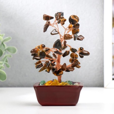 Bonsai souvenir 60 stones "Cash tree with tiger crystals" 13x7x5 cm