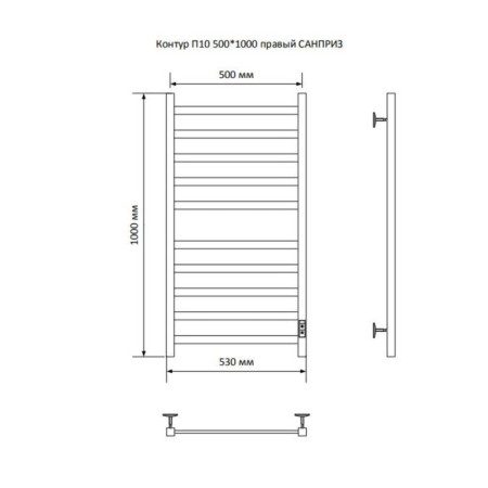 The electric heated tower "Sanprise" circuit P10, 500x1000 mm, right, chrome-2