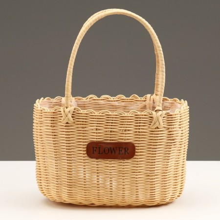 Wicker basket, 23 x 15 x 14.5/27.5 cm, rattan-2