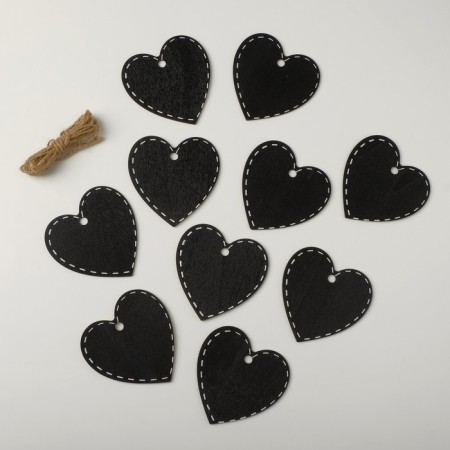 Cretaceous price tag "suspended" 8 × 5.8, heart with dotted line, (packaging 10 pcs.), Black and white color-2