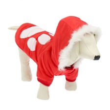 Jacket with hood and fur, size XL (Osh 34, OG 47, DS 31 cm), red