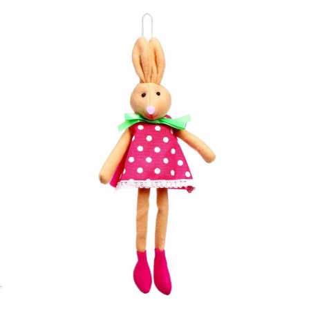 Soft toy "Bunny in a dress", on a suspension, color mix