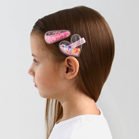 Hair clips "Fold your heart", 2 pcs. (shaker)-4