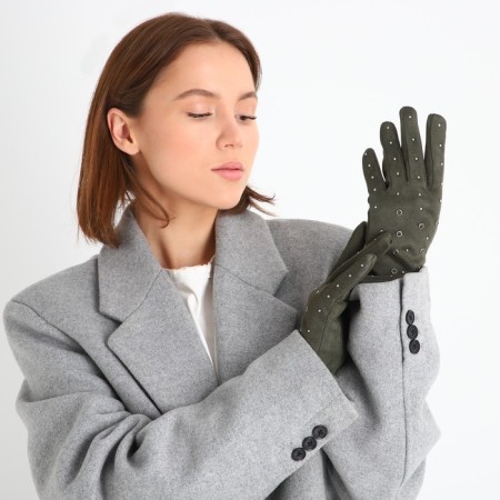 Gloves are female, dimensionless, without insulation, khaki color-4