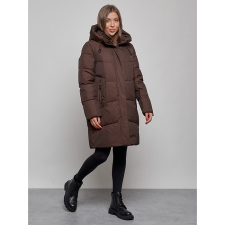 Coat insulated winter female, size 48, color dark brown-1