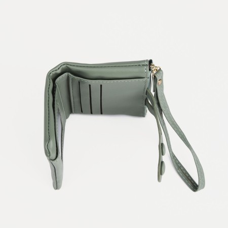 Women's wallet on the button, green color-2