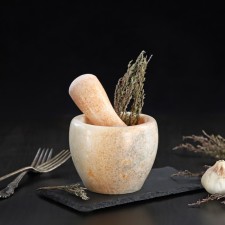 A mortar with a pestle made of stone “Marble”, 10 × 8 cm, beige color