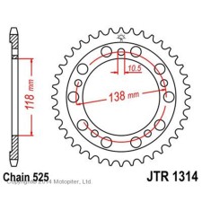 The rear star for the motorcycle JTR1314, chain 525, 39 teeth