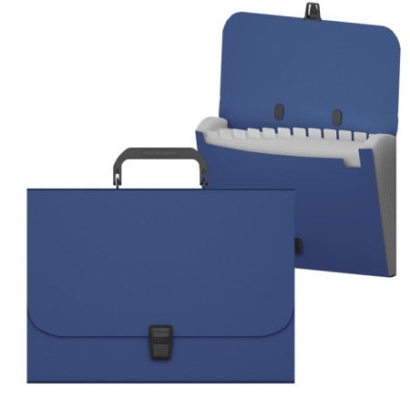 A4 Portfire folder, 12 departments, 600 μm, Erichkrause Matt Classic, up to 350 sheets, blue