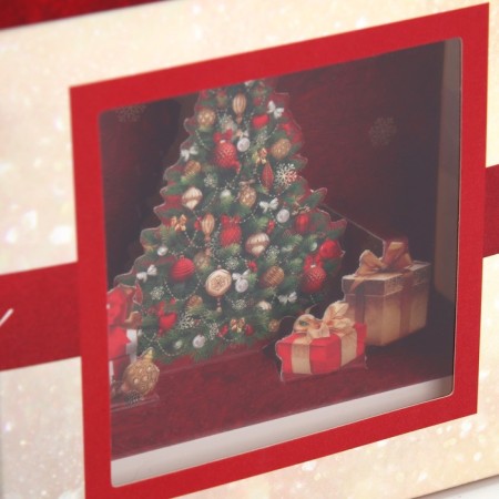Folding box with 3D effect "Happy New Year", Christmas tree, 11 x 11 x 13 cm, New Year-8