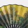 Fan plastic, textile h = 26.5 cm "Green Garden on the Yellow Background"