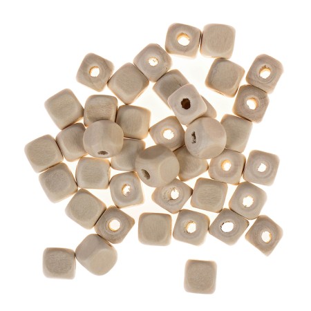 Beads wooden cubes 10x10 mm (set 40 pcs) without coating-1