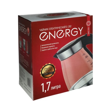 Electric kettle Energy E-282, glass, 1.7 l, 2200 watts, silver-7
