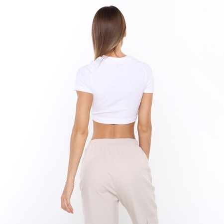 Women's T -shirt shortened, white color, size 46 (l)-3