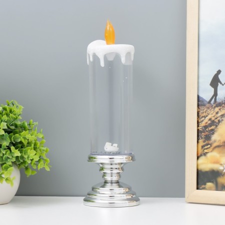 Lava-lamp "Frosty candle" LED from 3haa USB batteries silver 7x7x28cm-4