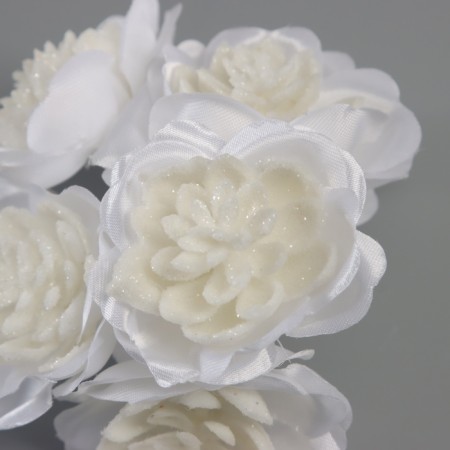 Decor for creativity "Camellia" White (1 set = 1 bouquet) in the bouquet 6 pcs 4x11 cm-2