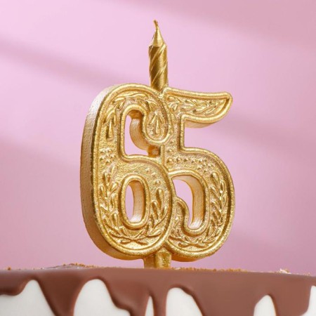 Candle for the cake figure "Jubilee" 65, gold, 9.7 cm,