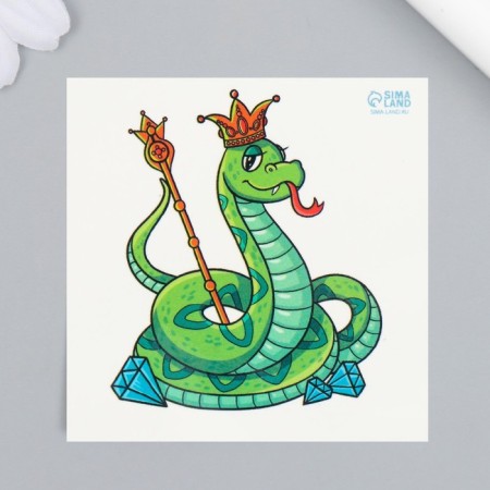 Tattoo on the body Color "Green Python - King" 6x6 cm-1