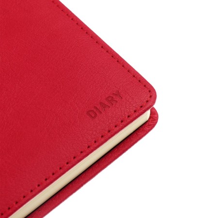 The diary is low, A5 160 sheets, leatherette, DEVENTE. KLINT, a solid cover with foam rubber, pocket, lies, block 70, red-4