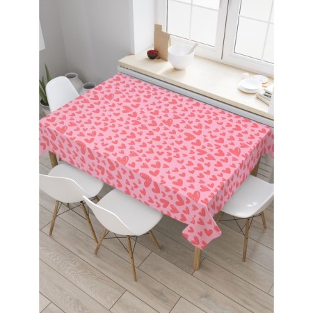 Groundpress on the table "Hearts of love", rectangular, oxford, size 145x180 cm