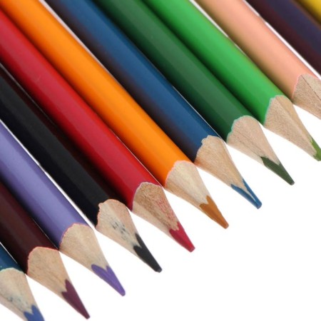 Pencils are bilateral, sharpened, 12 pieces, 24 colors, triangular, wooden body, in a cardboard box-3