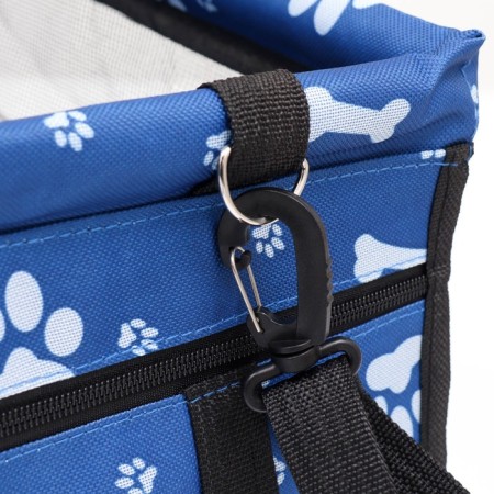 Car Seats for animals 40*30*25 cm, blue with white paws and bones-7