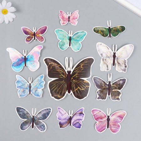 Butterflies cardboard "marble with gold" set of 12 pcs h = 4-10 cm on magnet-2