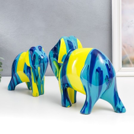 Souvenir Polystone "Elephants" Sunses Set 2 pcs 15.6x8.5x18 20x11x25 cm-2