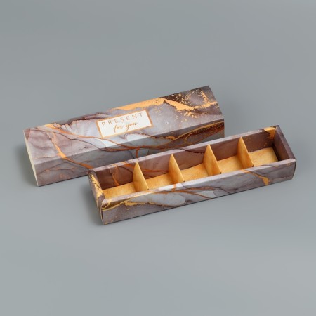 Box for sweets, confectionery packaging, 5 cells, "stone", 5 x 21 x 3.3 cm-3