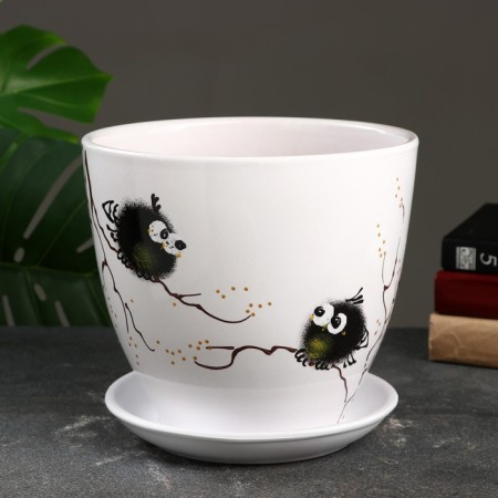Flower Pot "Birds" 5 l, white-1