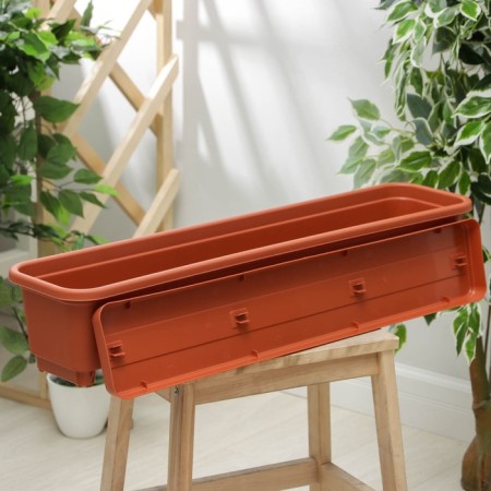 Balcony box with pallet, 80 cm, terracotta color-1