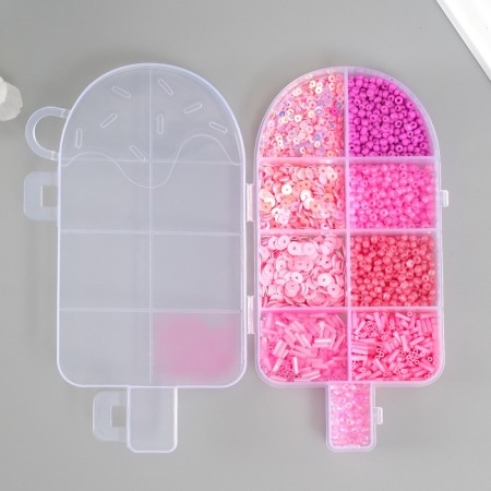 A set of beads, sequins, glass for creativity No. 1, col. pink-2