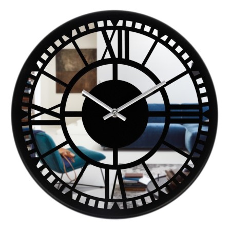 Wall clock, interior: loft, silent, d-32 cm, black