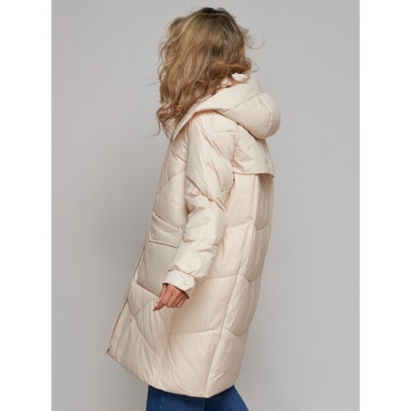 Coat insulated winter female, size 50, beige color-5